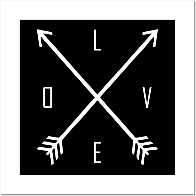 love arrow white Wall Art by Typography Dose